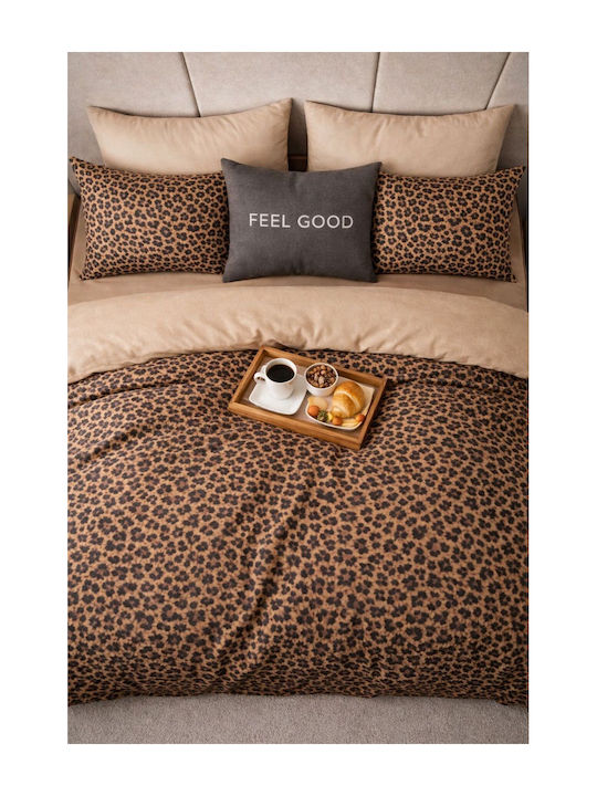 SteweHome Cotton Duvet Cover Set 195x230cm Double With Pillowcase Brown8