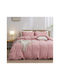 SteweHome Cotton Duvet Cover Set 180x220cm Double With Pillowcase Ecru