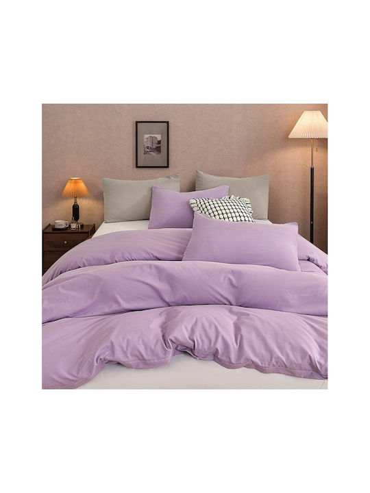 SteweHome Cotton Duvet Cover Set 220x180cm Double With 2 Pillowcases Ecru