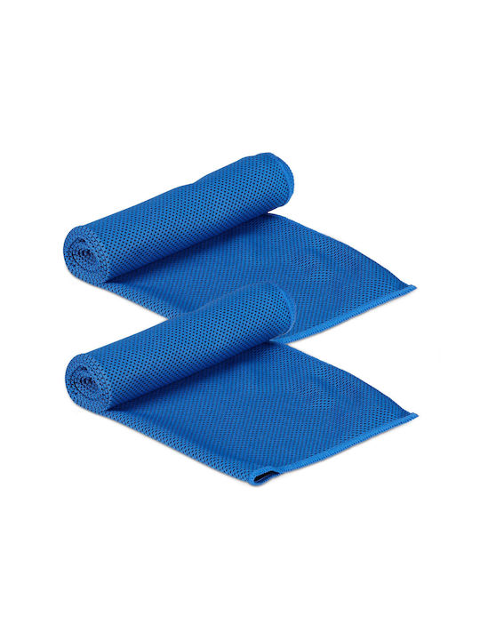 Relaxdays Cooling Towel Set 2 Pieces 90x30cm Blue Transparent Grey