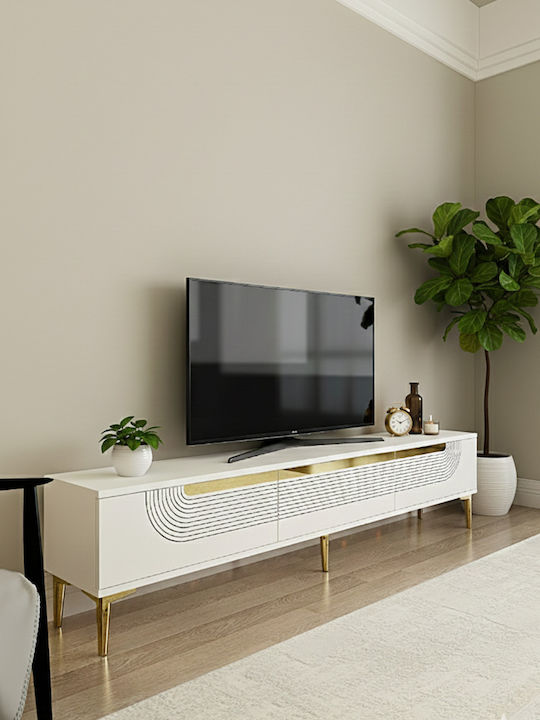 TV Stand Made of Wood & Gold Glass L180xD30xH41cm
