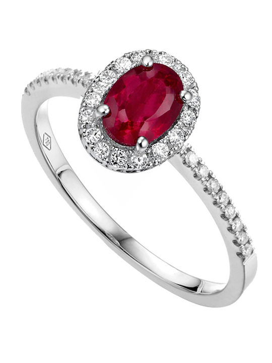 Single Stone Ring In 18K White Gold With Diamond