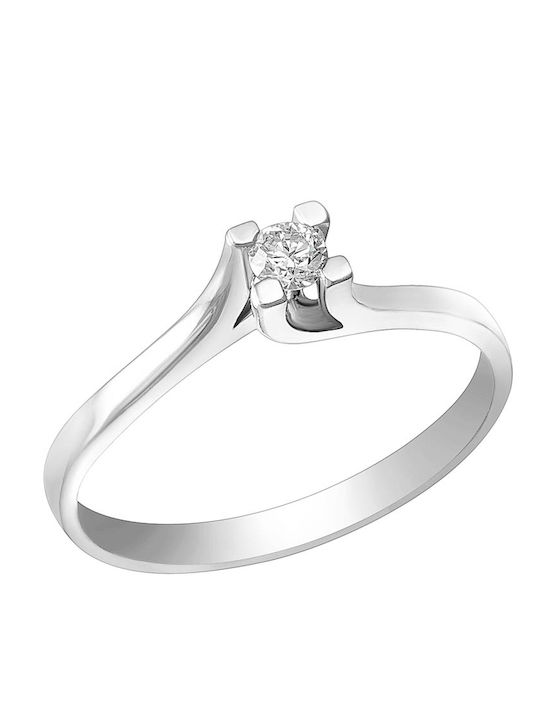 Inel Din Aur Alb 18 Carate Cu Diamant