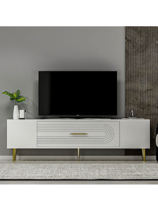 TV Stand Made of Metal & Wood Gold L150xD30xH48cm