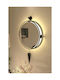 SteweHome Wall Mirror with Gold Metallic Frame & LED Lighting Diameter 60cm