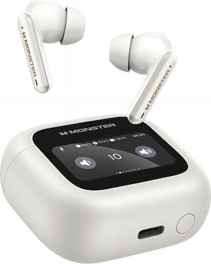 Monster TH300 In-ear Casti Bluetooth Handsfree cu Husă de Încărcare Albe