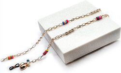 Metallic Gold Multicolor Eyeglass Chain With Pearls Metallic Gold Multicolor Eyeglass Chain With Pearls