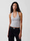 Women's Cotton Sleeveless Crop Top with Neck Tie Light Heather Grey