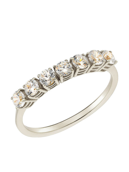 Women's Ring with Zircon in 14K White Gold
