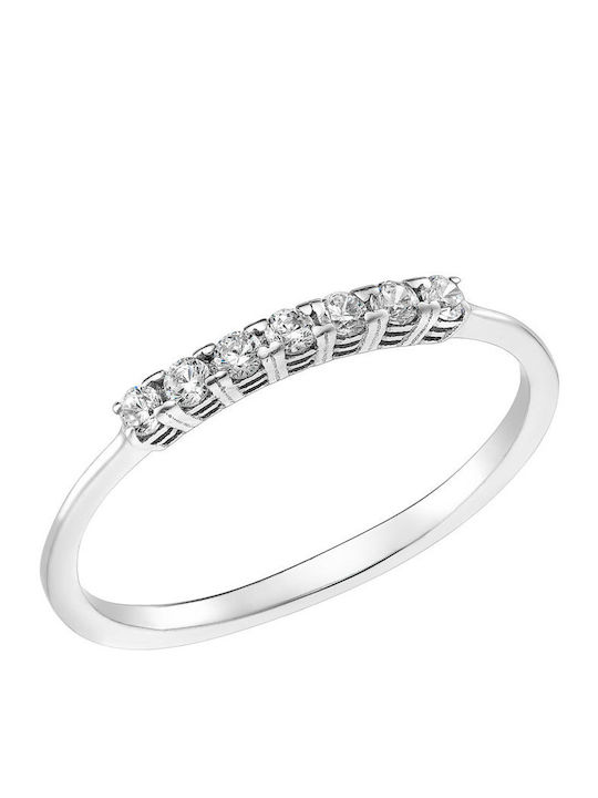 Women's Ring with Zircon in 14K White Gold
