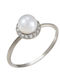 Women's Ring with Pearls & Zircon from 14K White Gold