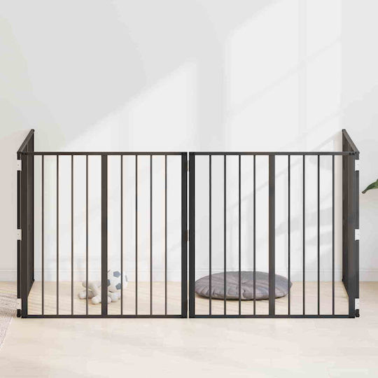 vidaXL Метална Врата За Куче В Черен Цвят 80 x 80 x 80 см