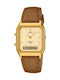 Casio Vintage Дигитален Мъжки Часовник 38mm На Батерия с Кафява Кожена Каишка