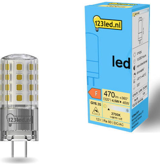 123led Λάμπα LED 4.5W για Ντουί GY6.35 Θερμό Λευκό 470lm Dimmable