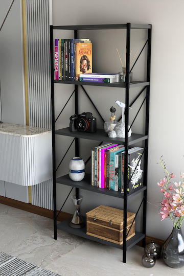 Bibliothek Grau 90x34x180cm