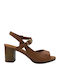 Damen Sandalen Mit Leder Tabac Braun