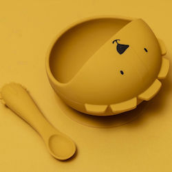 Trixie Feeding Set Mr.lion Made of Silicone with Anti-Slip Base Yellow 2pcs