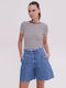 Women's Jean Bermuda Mid Blue