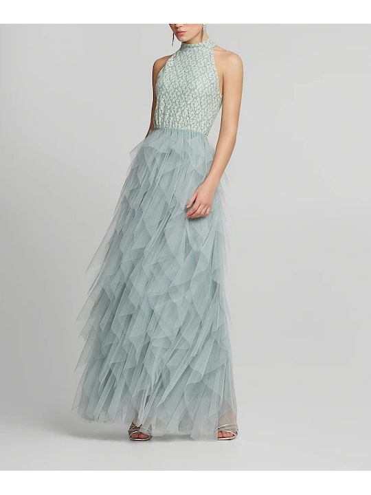 Maxi Dress for Wedding Christening with Lace Mint