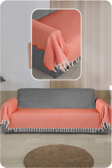 SteweHome Three-Seater Sofa Throw 115x300cm Orange