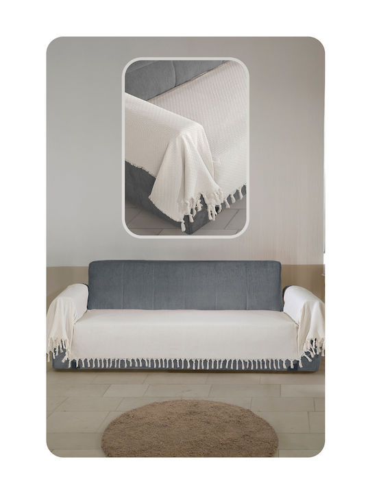 SteweHome Three-Seater Sofa Throw 115x300cm Ecru