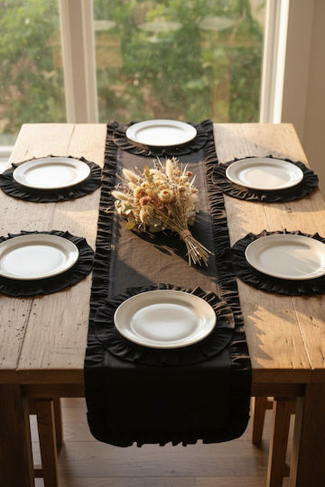 SteweHome Tischsets Schwarz 120x40cm 7 Stück