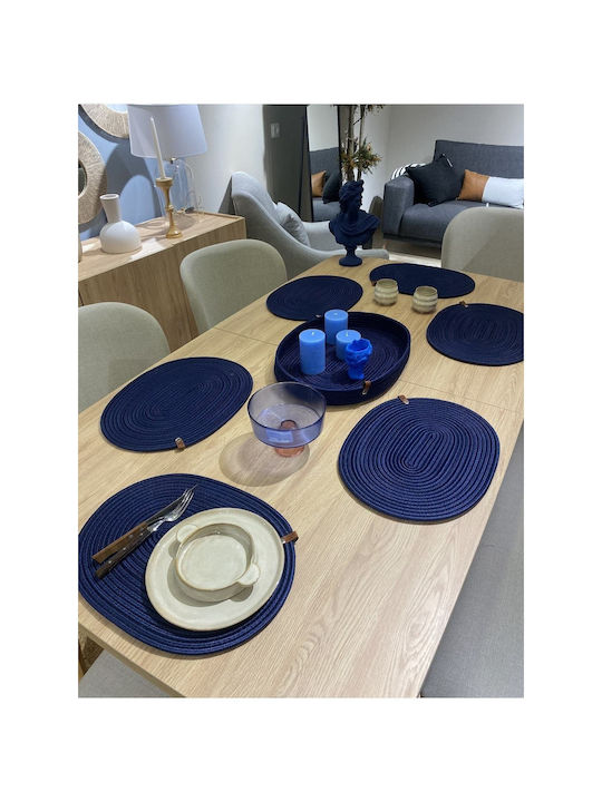 SteweHome Tischsets Korbweide Blau 40x30cm 7 Stück