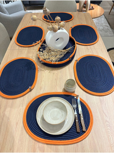 SteweHome Wicker Orange Placemats 40x30cm 7 Pieces