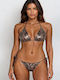 Set Bikini Dreieck Animal Print Silber