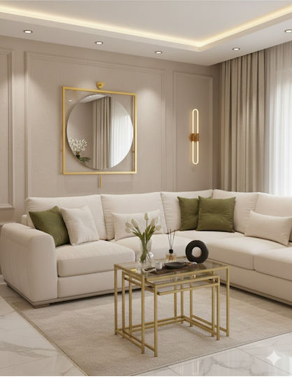 SteweHome Square Mirror Yellow with LED Lighting 80x80cm SteweHome Square Mirror Yellow with LED Lighting 80x80cm