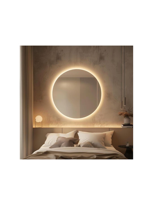 SteweHome Καθρέπτης Τοίχου με Πλαίσιο & LED Φωτισμό Διαμέτρου 67cm