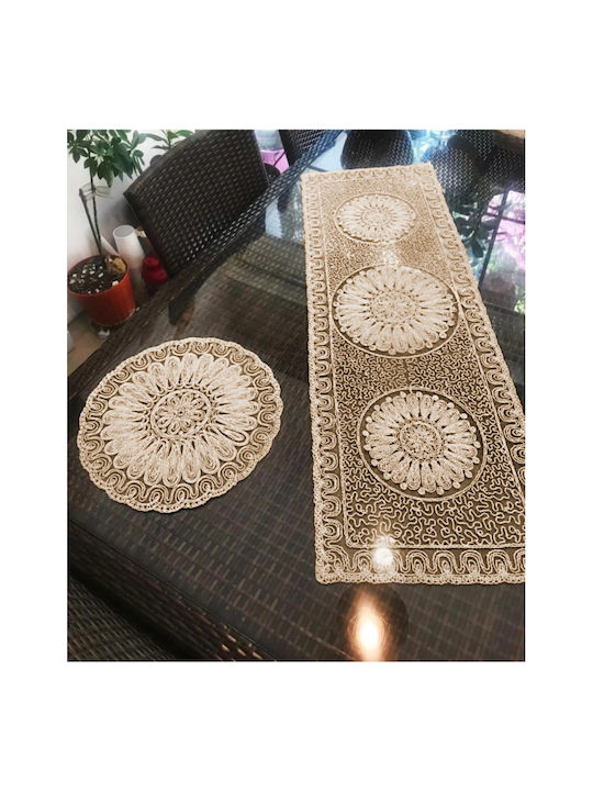 SteweHome Runner With Lace Set Ecru 34x48cm