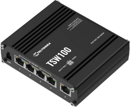 Teltonika TSW100010000 Unverwalteter PoE+ Schalter mit 5 Ethernet-Verbindungen
