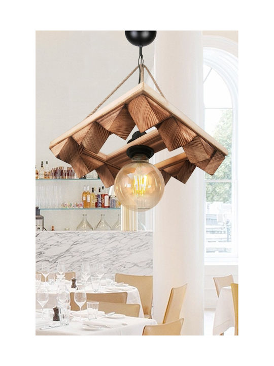 SteweHome Brown Ceiling Light with Rope for E27 Socket 26x26x35cm