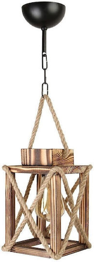 SteweHome Adjustable Brown Ceiling Light with Rope for 20 E27 Bulbs 30x60x20cm