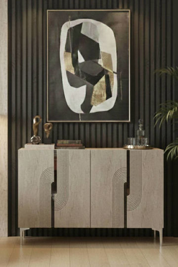 Wooden Sideboard with Mirror Brown 120x32x75cm