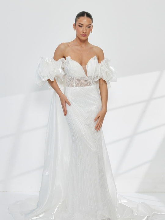 Maxi Wedding Dress Off-Shoulder White