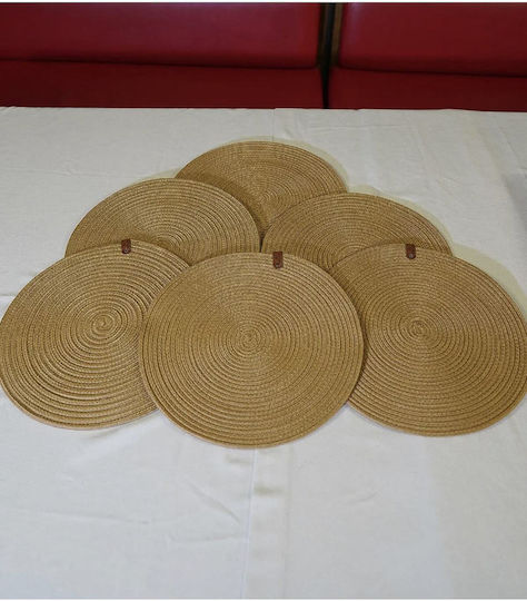 SteweHome Round Brown Wicker Placemats 33cm 6 Pieces
