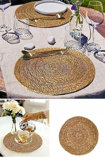 SteweHome Round Wicker Pink Placemats 35cm
