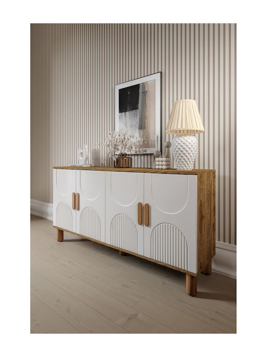 SteweHome Sideboard Aus Holz Ecru 160x40x79cm