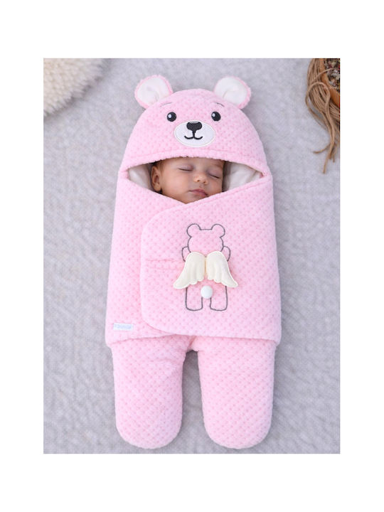 SteweHome Cotton Nursery Swaddling Blanket Pink with Animal 69x38cm