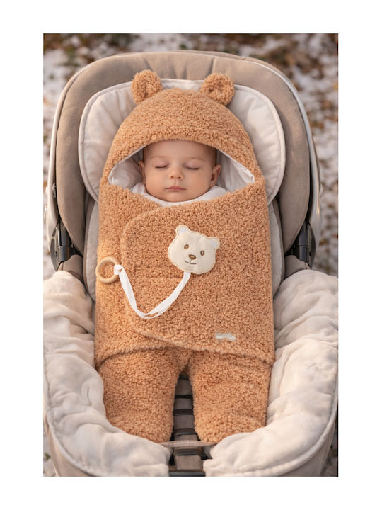 SteweHome Nursery Swaddling Cotton Brown Blanket 69x37cm