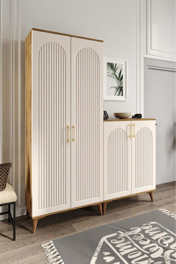 SteweHome Flurmöbel & Aufbewahrung mit Schuhregal & Kleiderschrank Weiß 140x36x190cm