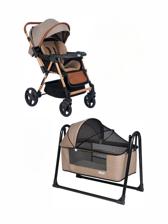 SteweHome Cradle with Mattress and Wheels Brown