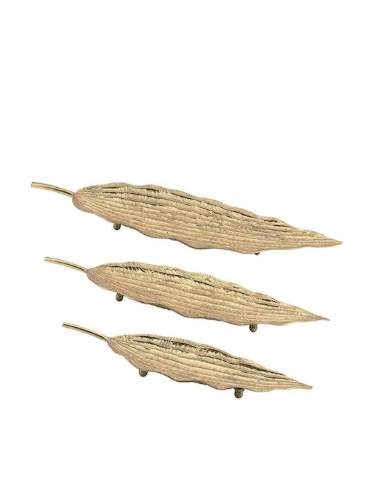 Marhome Set of Decorative Platters Metallic Yellow 3 Pieces