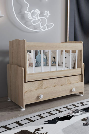 SteweHome Baby Crib Brown with Mattress 100x112cm