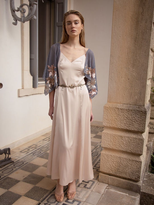 Nidodileda Evening Satin Beige Dress