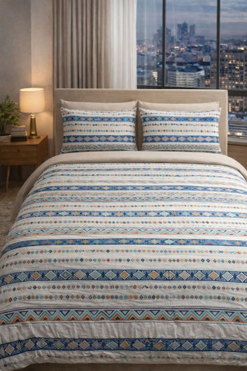 SteweHome Set Kids Single Duvet Cover With Cotton Blue Pillowcase 125x125cm
