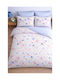 SteweHome Set Kids Double Duvet Cover With 2 Cotton Blue Pillowcases 200x220cm