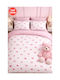 SteweHome Set Kids Double Duvet Cover With 2 Cotton Pillowcases Pink 200x220cm